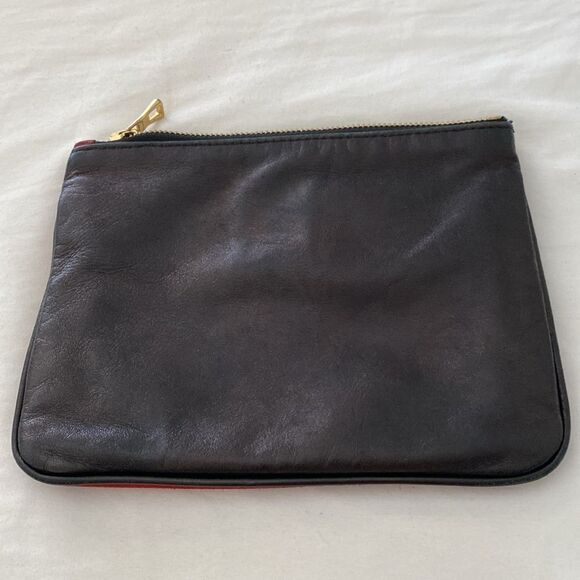 BALMAIN Paris x H & M Black Leather/ Red Suede Zipper Closure Small Bag - Picture 2 of 8